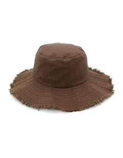 Cleo Linen-Blend Bucket Hat in Chocolate Brown