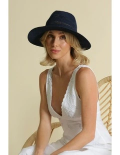 Fae Fedora in Navy Blue