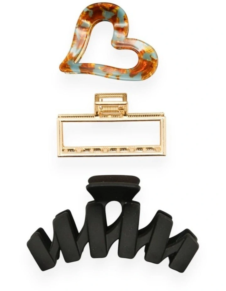 Isha Hair Claw Set in Black image 3