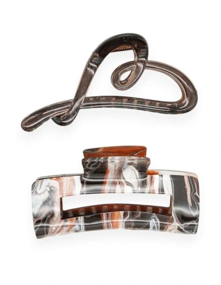 Delphie Hair Claw Set in Brown image 3