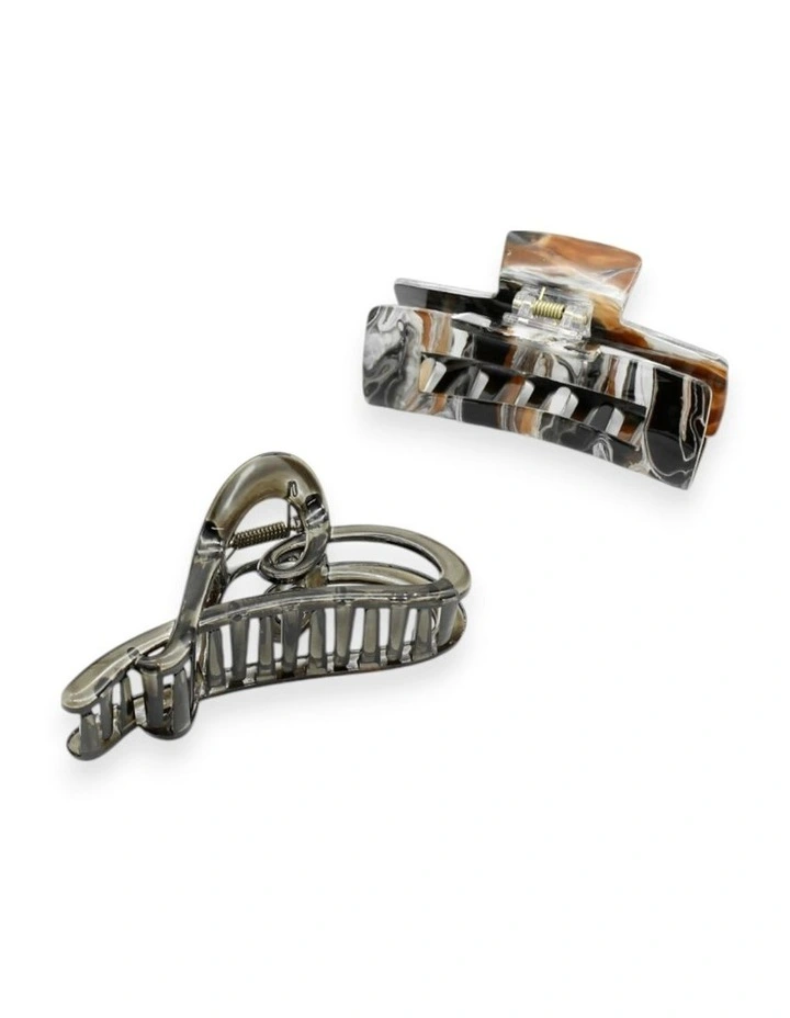 Delphie Hair Claw Set in Brown image 4