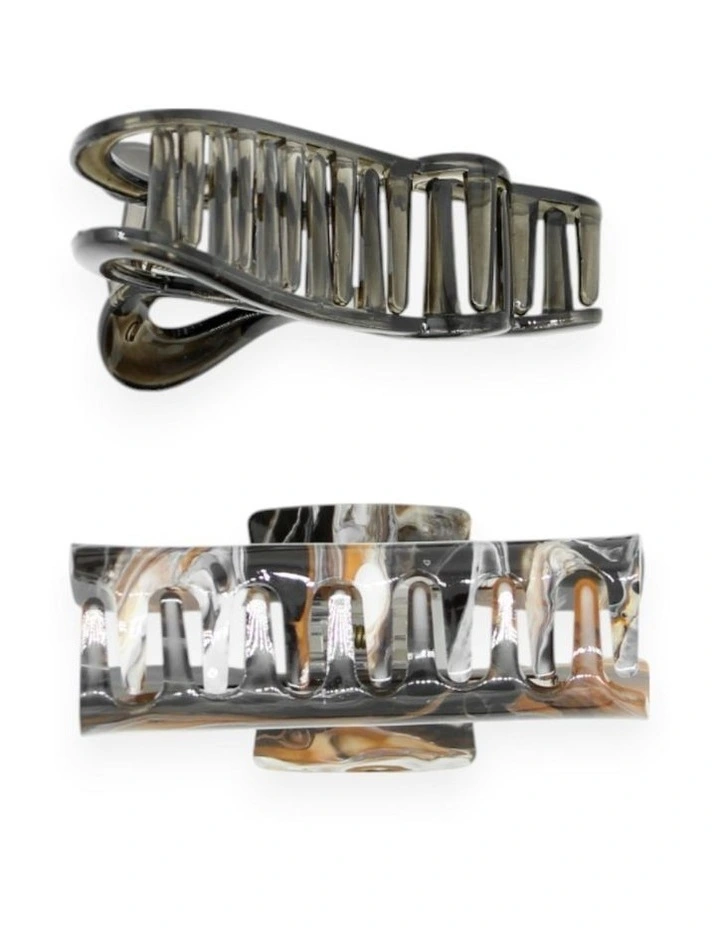 Delphie Hair Claw Set in Brown image 5