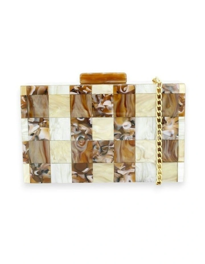 Harper Acrylic Clutch in Brown image 2