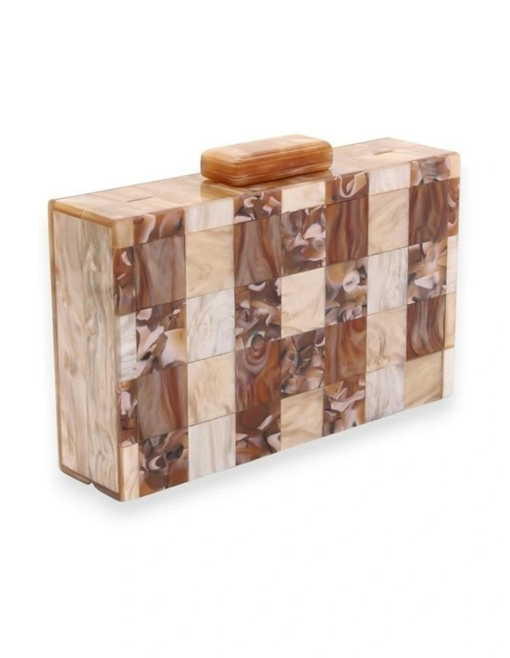 Harper Acrylic Clutch in Brown image 3
