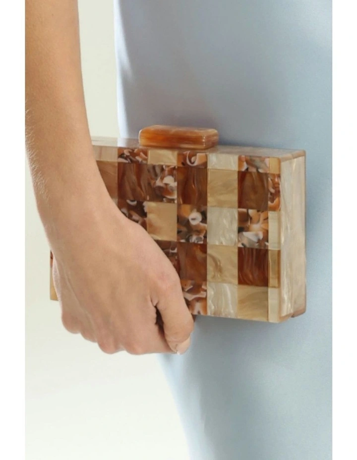 Harper Acrylic Clutch in Brown image 4