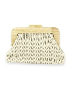 Erica Woven Clutch in Beige