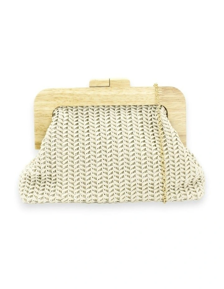 Erica Woven Clutch in Beige image 2