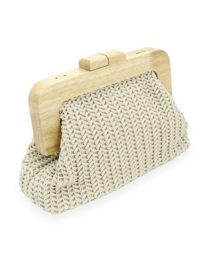 Erica Woven Clutch in Beige image 3