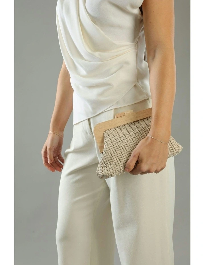 Erica Woven Clutch in Beige image 4