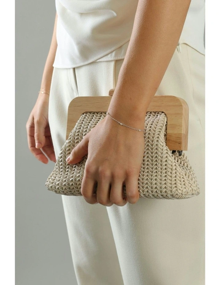 Erica Woven Clutch in Beige image 7