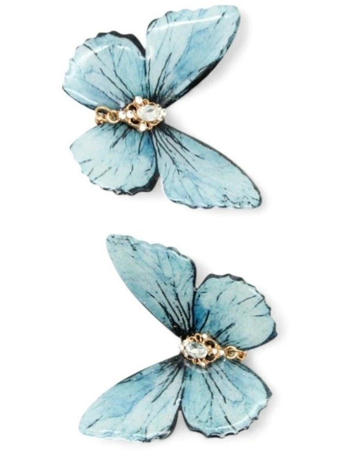 Monarch Hair Clip Set in Blue image 3