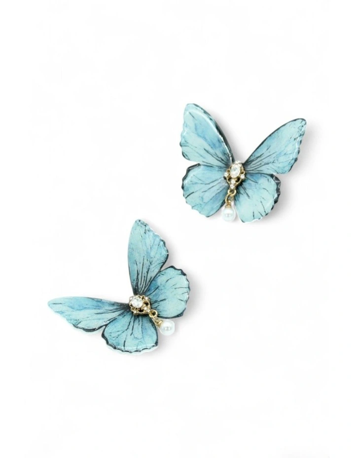 Monarch Hair Clip Set in Blue image 4