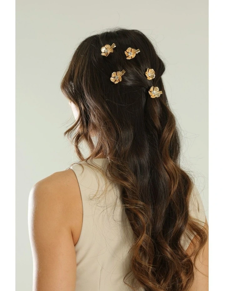 Floret Hair Clip Set in Gold image 2