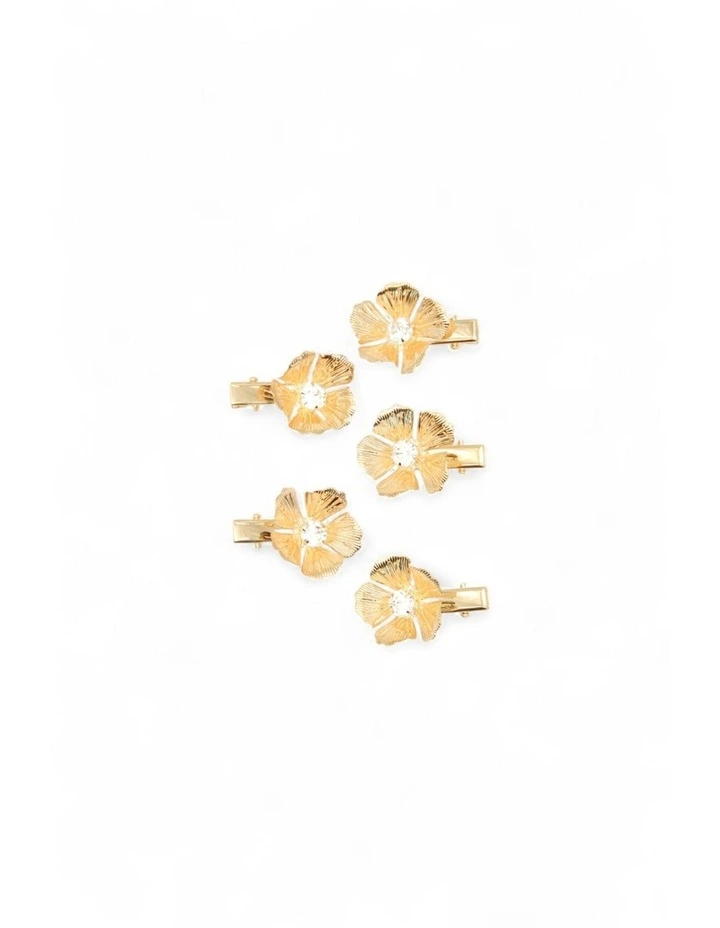Floret Hair Clip Set in Gold image 3