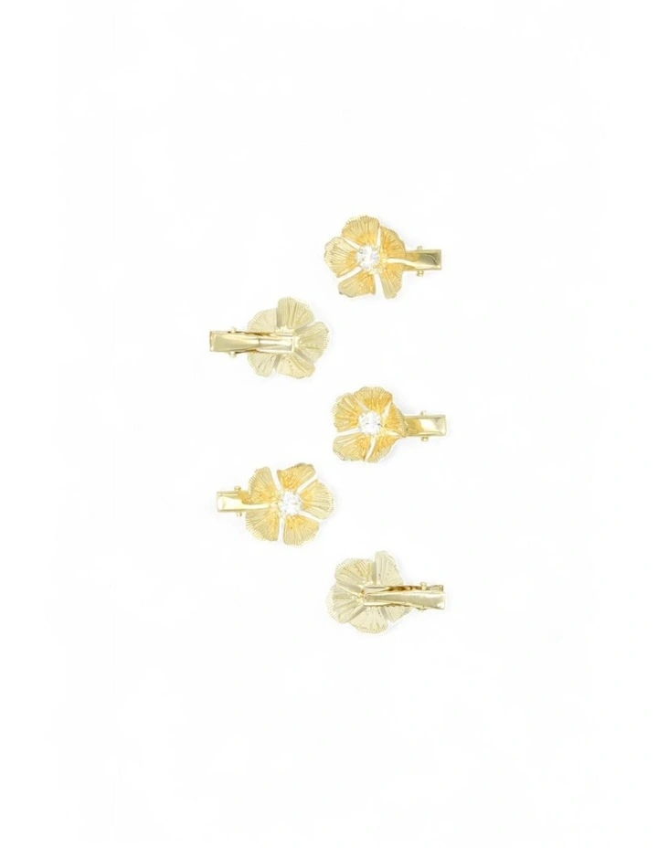 Floret Hair Clip Set in Gold image 4
