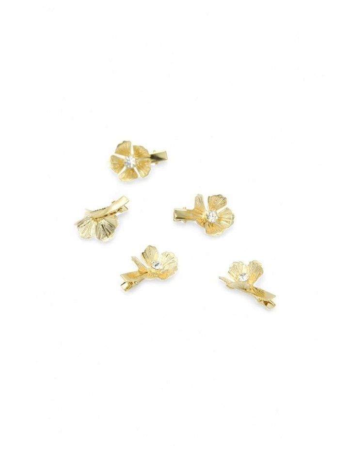 Floret Hair Clip Set in Gold image 5