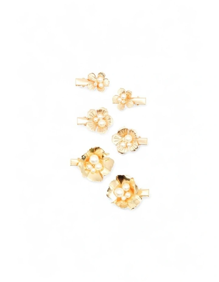 Bloom Hair Clip Set in Gold image 2