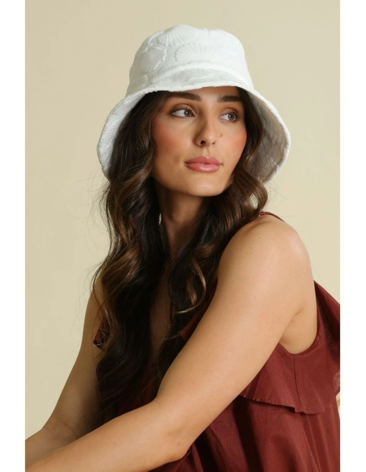 Sora Terry Bucket Hat in White image 1