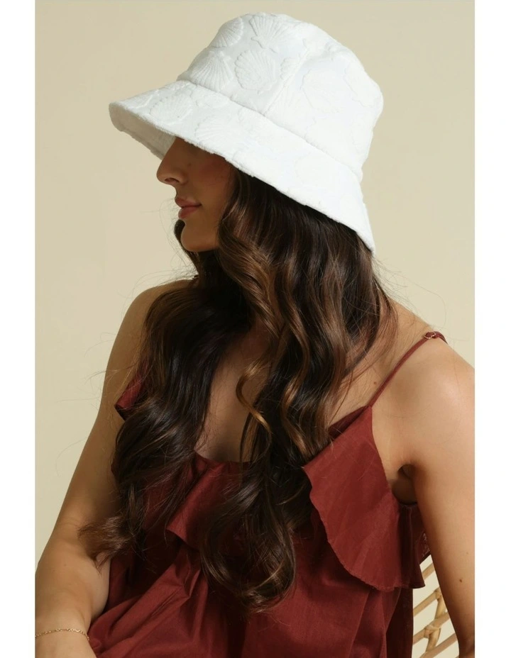 Sora Terry Bucket Hat in White image 2