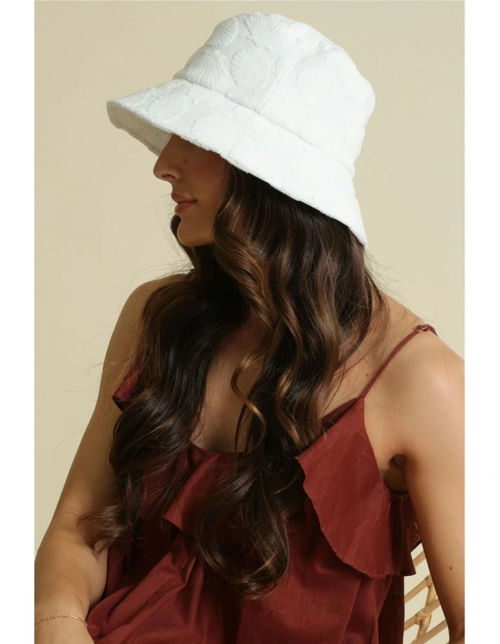 Sora Terry Bucket Hat in White image 3