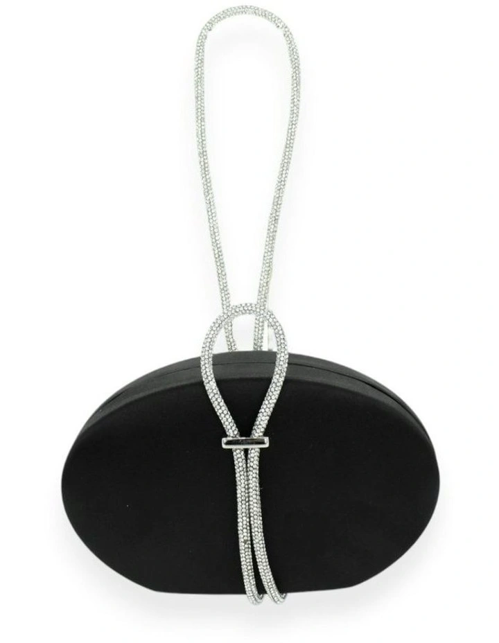 Celeste Satin Clutch in Black image 1