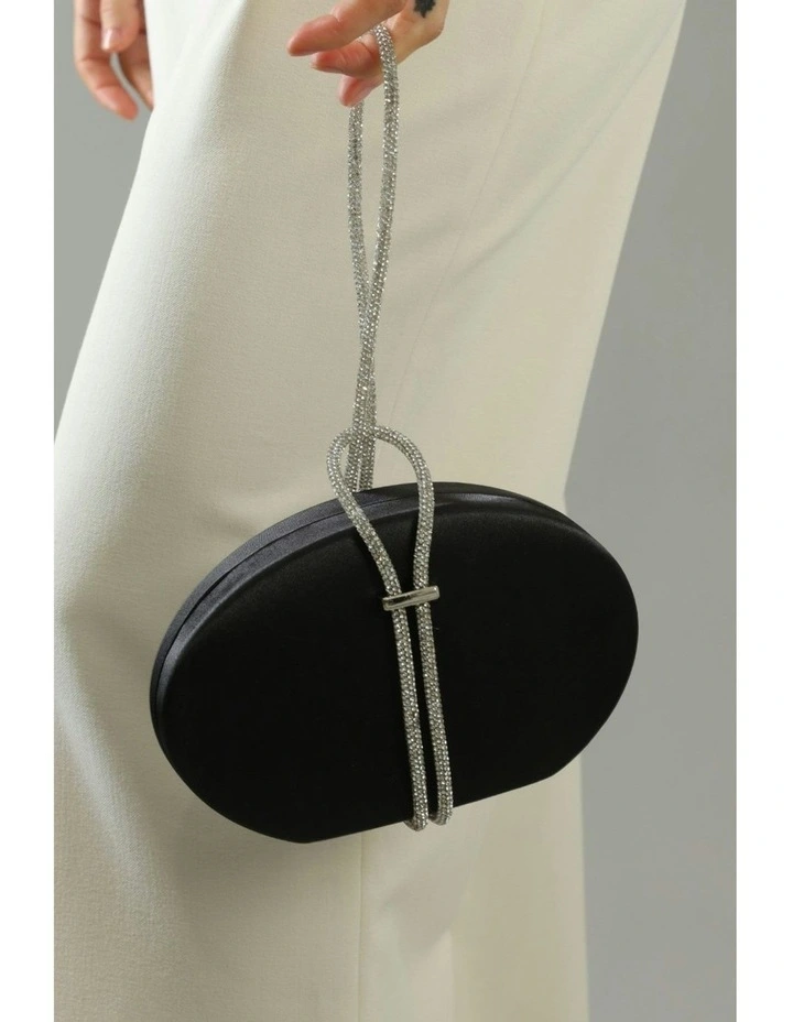 Celeste Satin Clutch in Black image 3