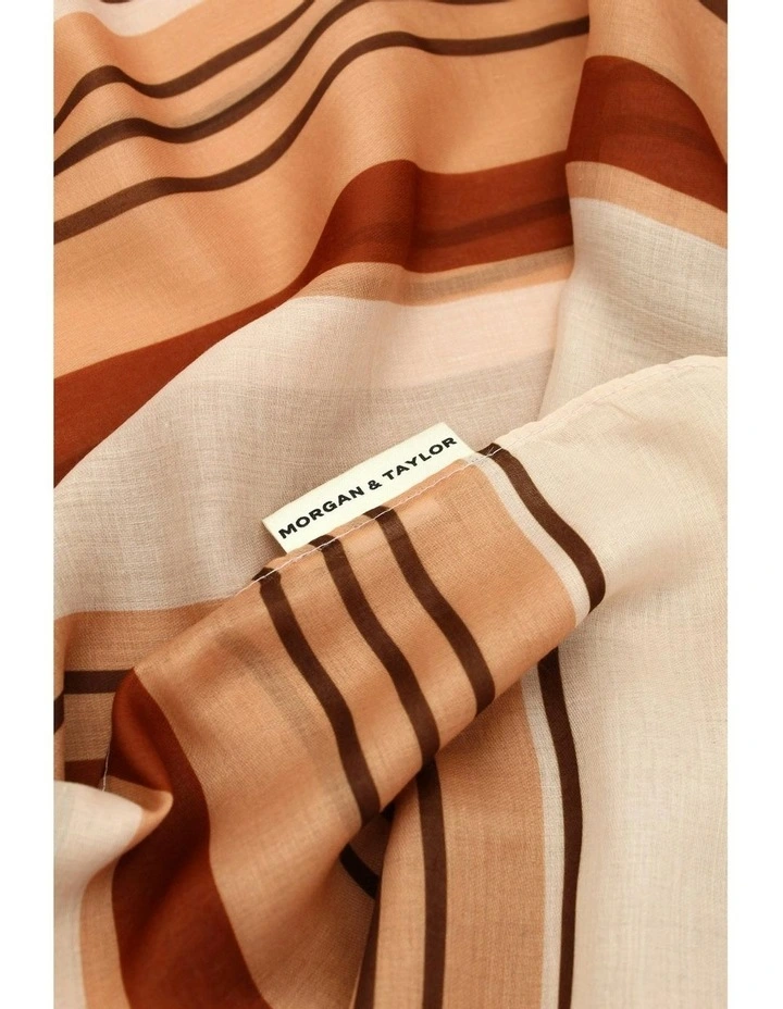 Arianna Striped Beach Sarong in Tan Brown image 4