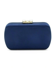 Posey Satin Clutch in Navy Blue
