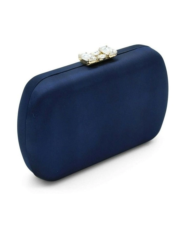 Posey Satin Clutch in Navy Blue image 2