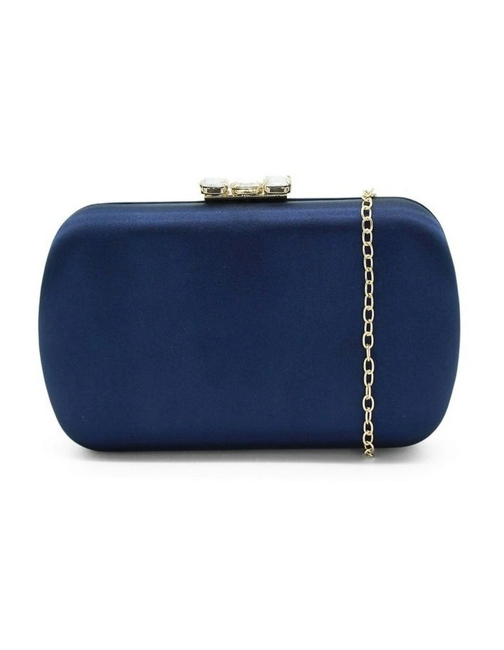 Posey Satin Clutch in Navy Blue image 3