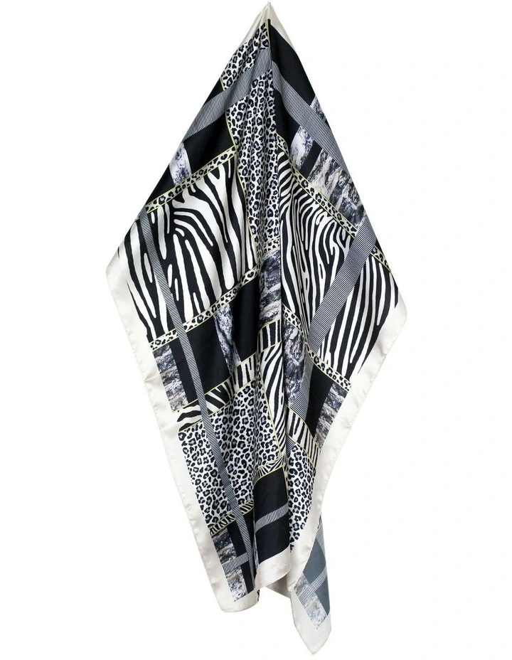 Selma Hair Scarf Pack in Black & White Animal Print image 5