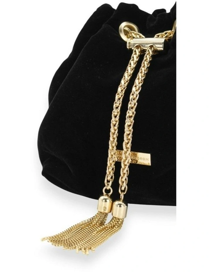 Nicola Velvet Bucket Bag in Black image 3