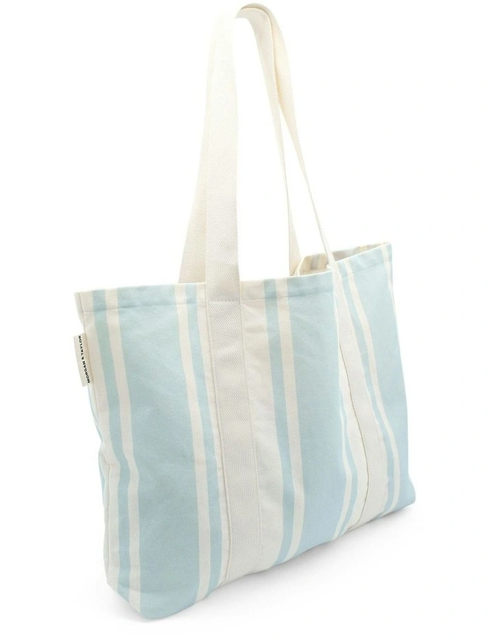 Breeze Beach Tote Bag in Blue and White Stripe image 2