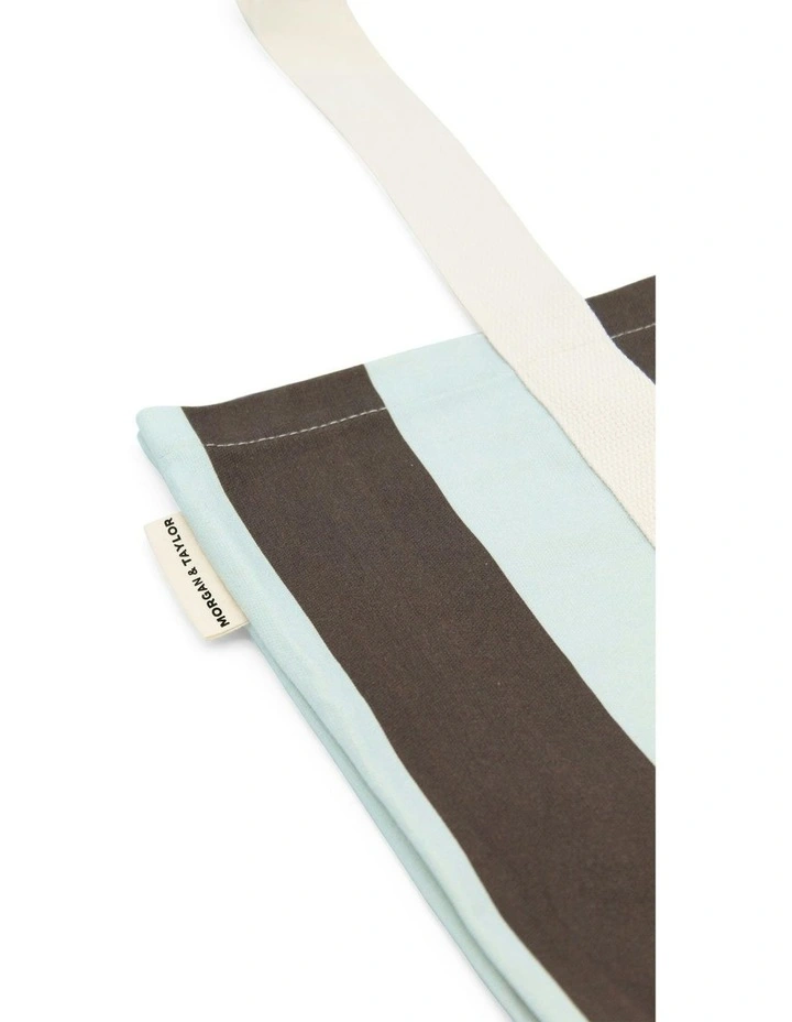 Haven Beach Tote Bag in Blue and Brown Stripes image 3