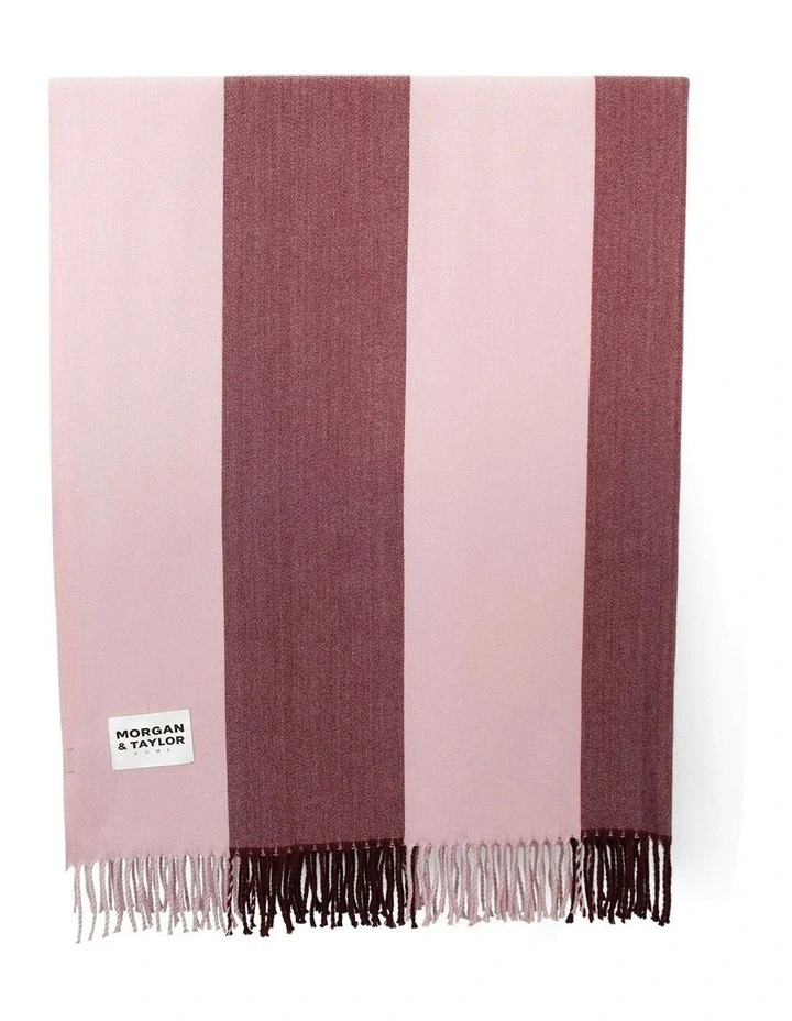 August Stripe Throw Blanket in Burgundy Red image 1