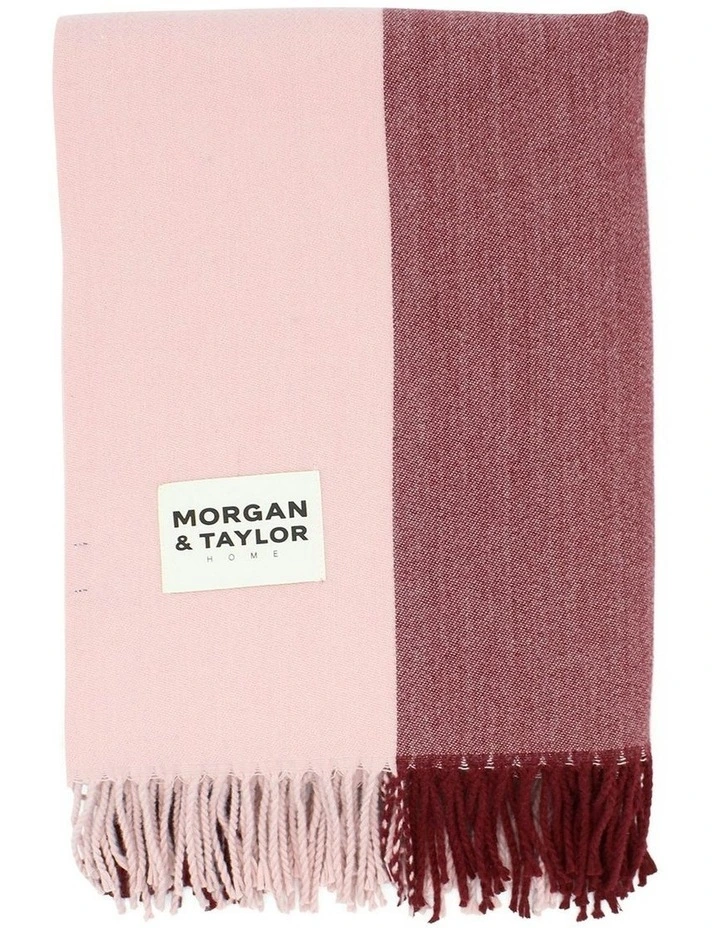 August Stripe Throw Blanket in Burgundy Red image 2