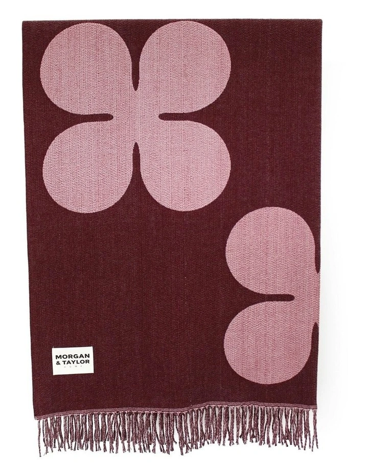 Wren Retro Throw Blanket in Burgundy Red image 1