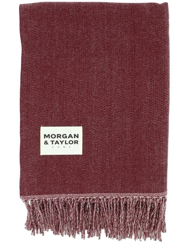 Wren Retro Throw Blanket in Burgundy Red image 2