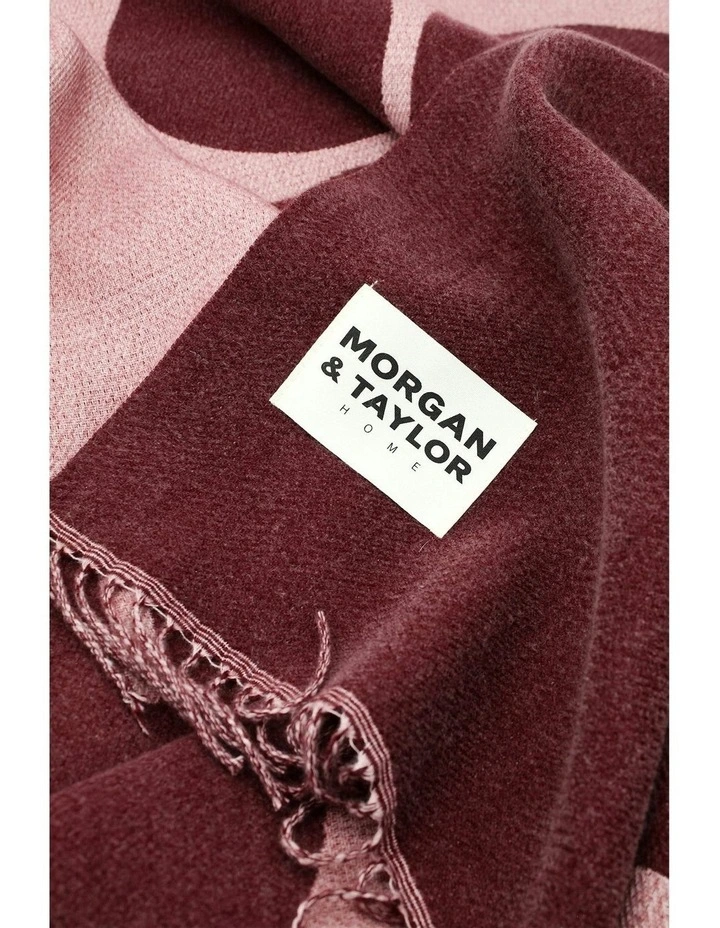 Wren Retro Throw Blanket in Burgundy Red image 4