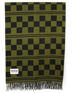 Haven Checkered Throw Blanket in Green
