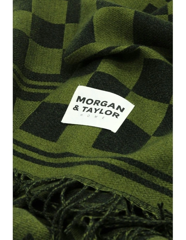 Haven Checkered Throw Blanket in Green image 4