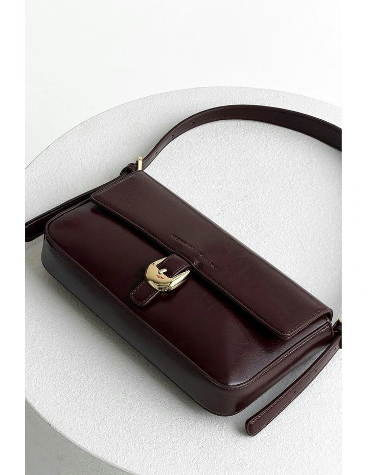 Faith Shoulder Handbag in Chocolate Brown image 3