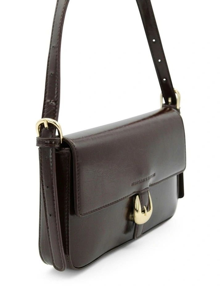 Faith Shoulder Handbag in Chocolate Brown image 5