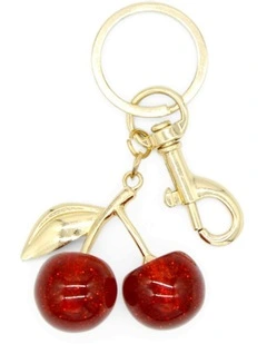 Cherie Bag Charm Keychain in Red