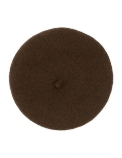 Lisa Wool Beret in Chocolate Brown
