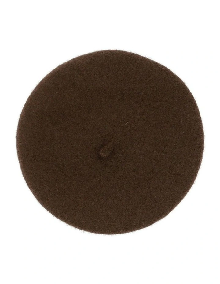 Lisa Wool Beret in Chocolate Brown image 1