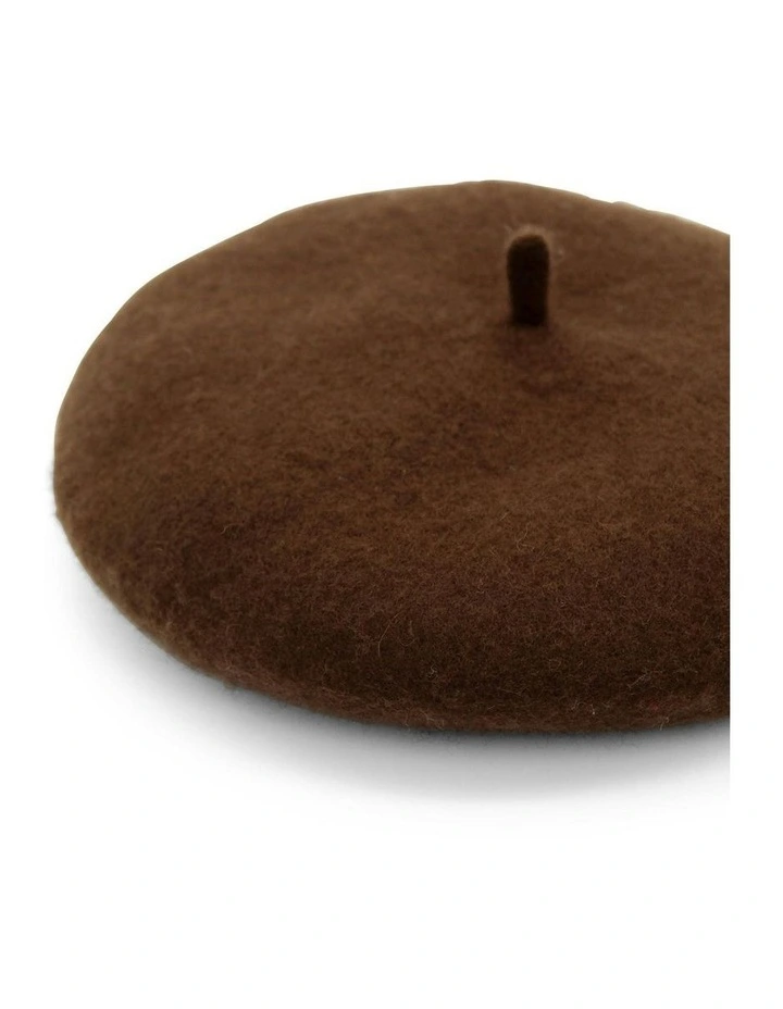 Lisa Wool Beret in Chocolate Brown image 5