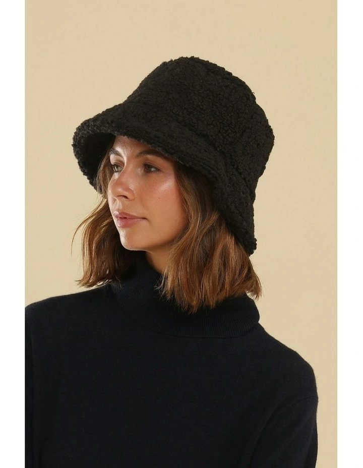 Drew Teddy Bucket Hat in Black image 2