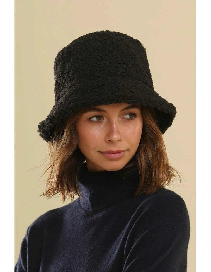 Drew Teddy Bucket Hat in Black image 4