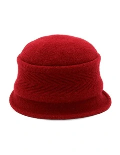 Sadie Wool Cloche Hat in Dark Red